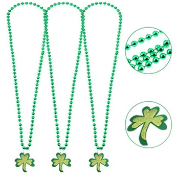 

3pcs Party Festival DIY Decoration Set Green Necklace Badge Headband Novelty Funny Ornaments Plastic Photo Props EL