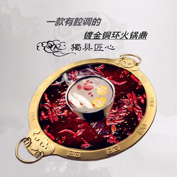 

Stainless steel thickened hot soup pot mother hotpot commercial electromagnetic stove copper handle mandarin duck chafing dish