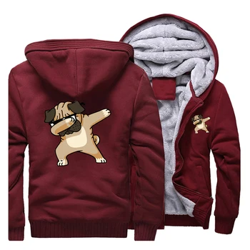 

Men cute dog print hooded hoodie raglan fluffy fleece trend sweatshirt 2019 autumn winter hip hop comfort homme jacket tracksuit