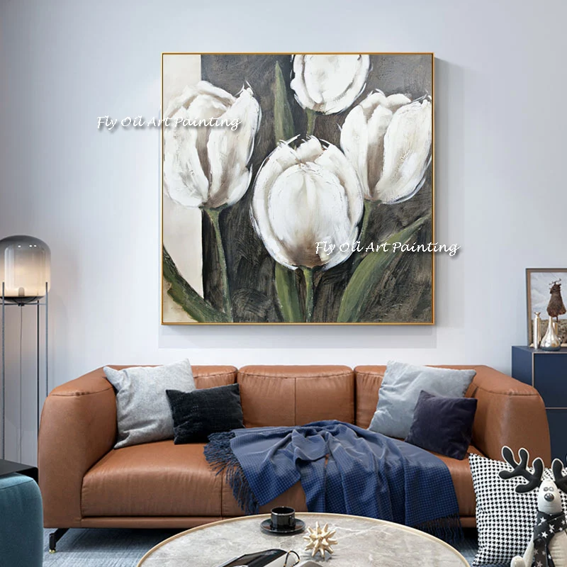 

Картина на холсте с белыми цветами, ручная работа, 100%, картина маслом, современные картины на стену, декор для гостиной и дома в подарок