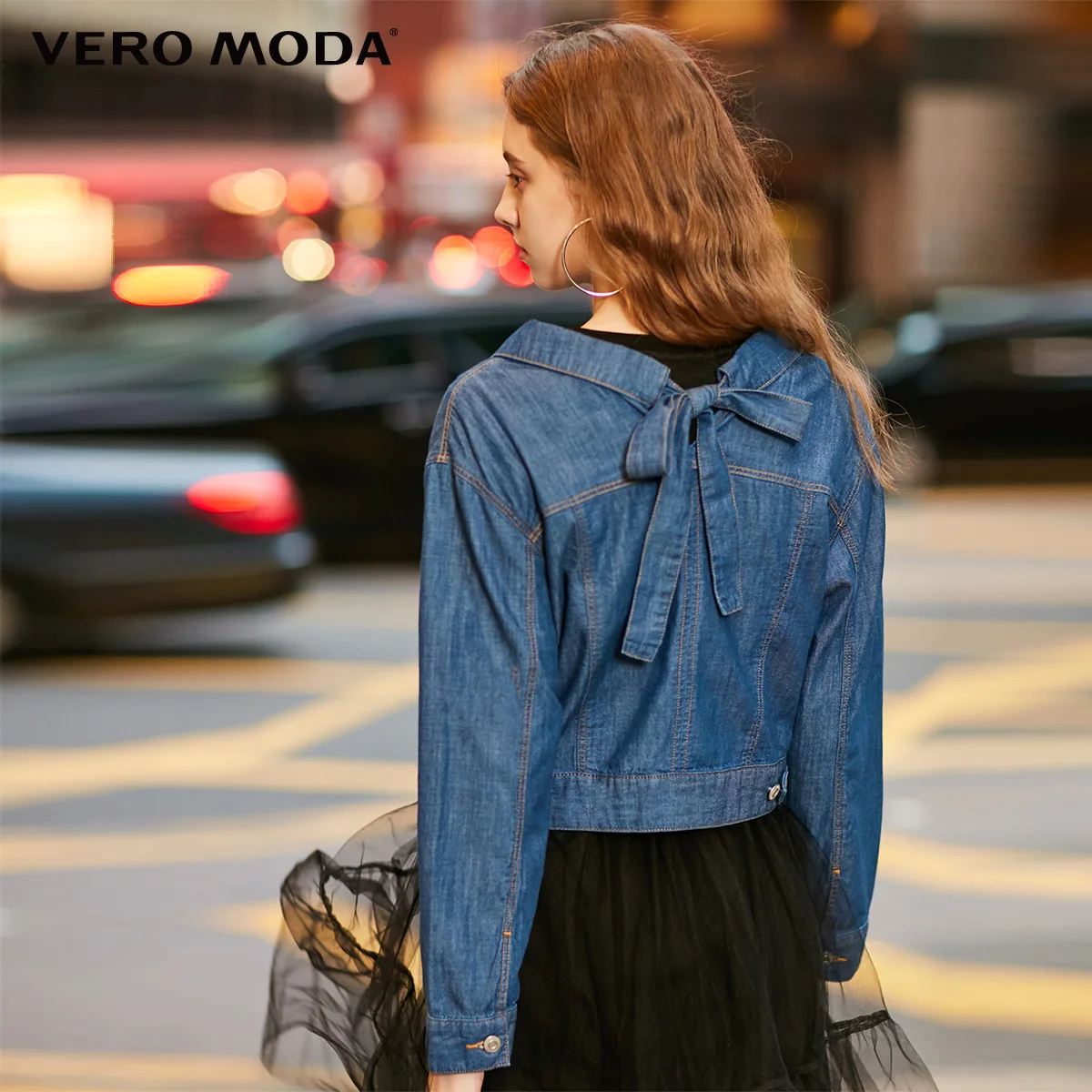 Vero Moda Новые поступления Женская короткая джинсовая куртка на шнуровке | 319157516 - Цвет: Mid blue denim