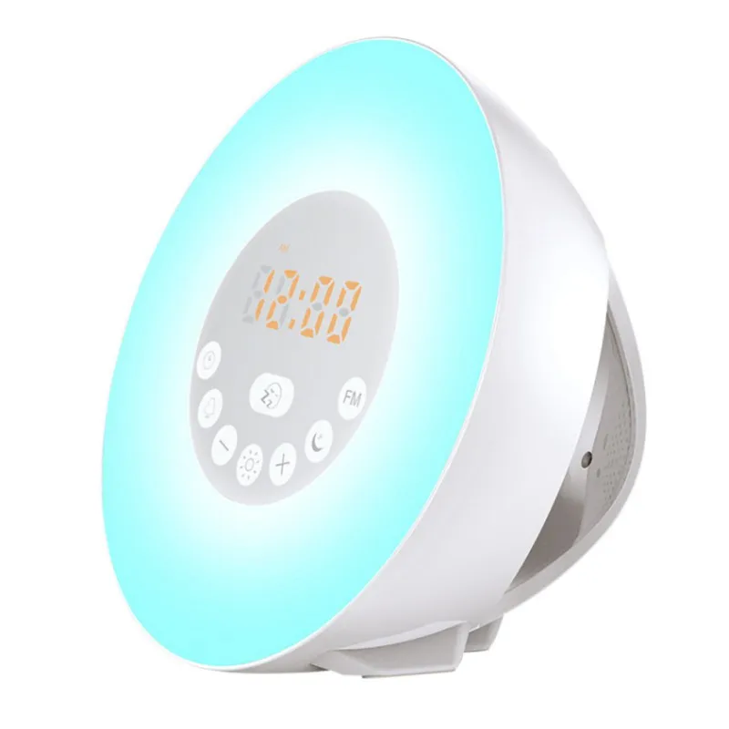 Многофункциональные usb-часы RGB светодиодный Будильник 7 цветов свет FM Радио сенсорный контроль Пробуждение цифровые часы