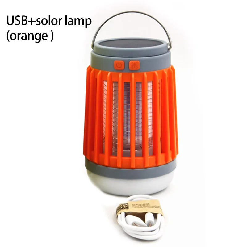 Orange USB and Solar Многофункциональный USB солнечной зарядки УФ ночник Москитная анти-убийца лампа Открытый насекомых moskito ошибка moustique ловушка фонарь - Цвет: Orange USB and Solar