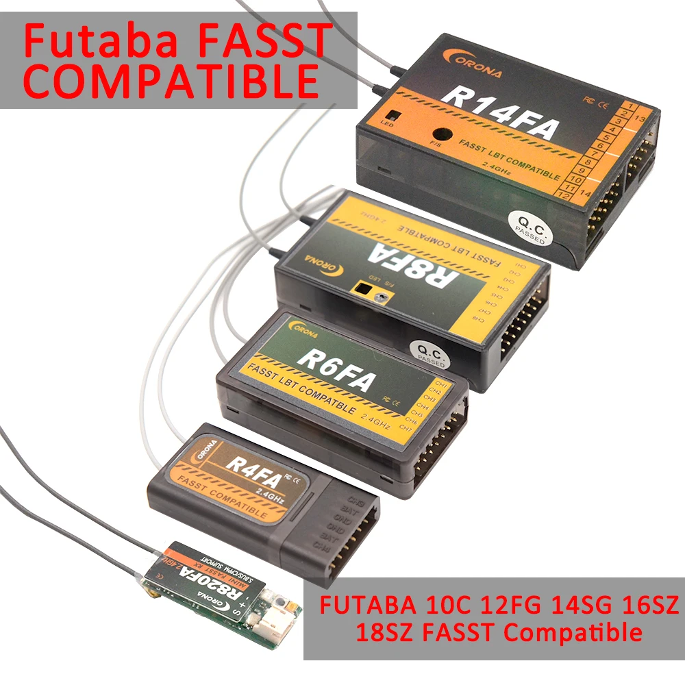 Приемник Corona R820FA F4FA R6FA F8FA R14FA 2 4 ГГц FUTABA 10C 12FG 14SG 16SZ 18SZ совместимый с FASST | Игрушки и