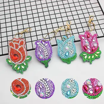 

DIY Special Diamond Painting 5D Diamond Painting Pendant Kit Women Bag Pendant Rose Keyrings Jewelry Key Ring Gifts