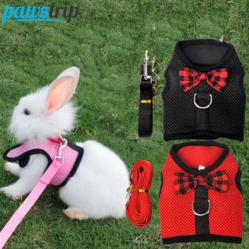 

Rabbit Hamster Harness With Leash Mesh Rabbit Harnesses Chest Strap Ferret Guinea Pig Small Animals Vest Pet Accessories S/M/L