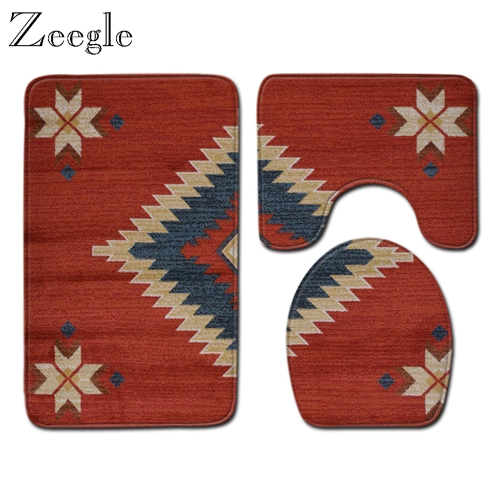 Zeegle Bath Mat Set Anti Slip Bathroom Carpets Absorbent Toilet