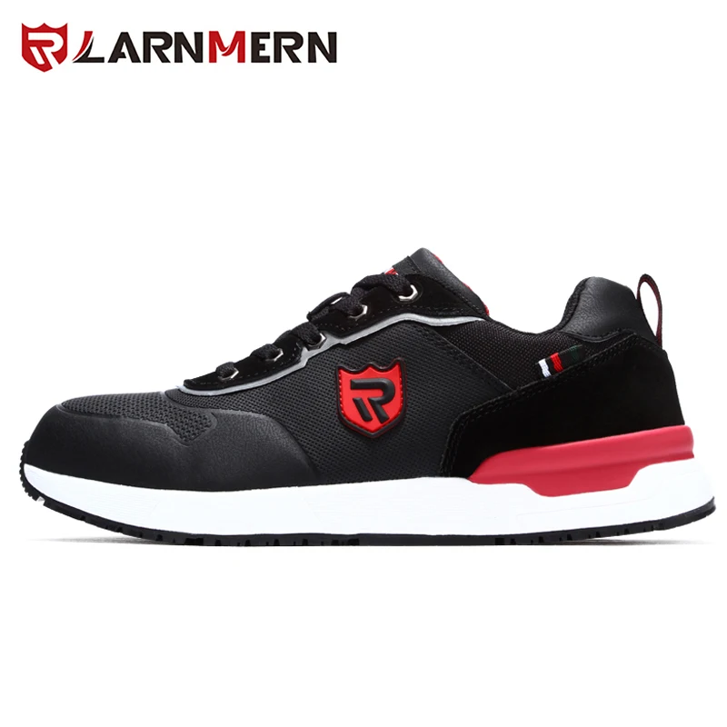 LARNMERN/легкая дышащая мужская защитная обувь со стальным носком; Рабочая обувь для мужчин; нескользящие строительные кроссовки со светоотражающими элементами - Цвет: Red