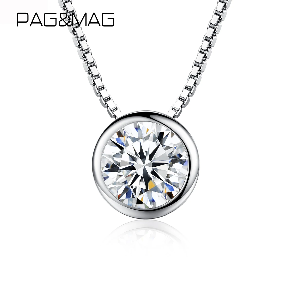 PAG & MAG Romatic Solitaire CZ ожерелье с цирконом 925 пробы серебряная круглая подвеска Шарм