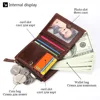 New High Quality Men Wallets Short Card Holder Genuine Leather Men Purse Double Zipper Coin Pocket Male Wallet 3