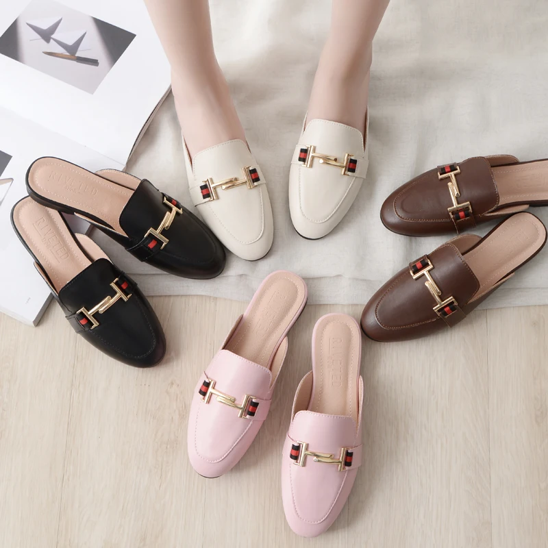 The spring of 2020 designer shoes woman slides outdoor platform slippers  square ladies mules zapatos de mujer