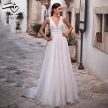 Сексуальное свадебное платье с v-образным вырезом; шикарная юбка k308; модное платье принцессы трапециевидной формы с открытой спиной; платье невесты с поясом со стразами; платье со шлейфом; Vestido de Noiva