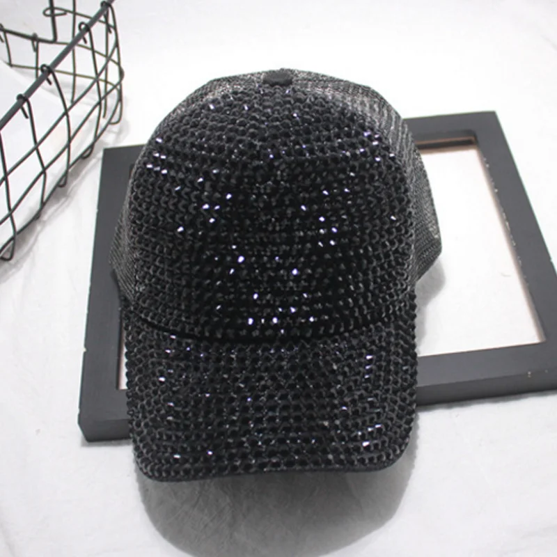 Бейсбол Кепки с Стразы Bling Роскошные женские Кепки летние Повседневное сетка солнцезащитный козырек шапка регулируемый в стиле «хип-хоп»