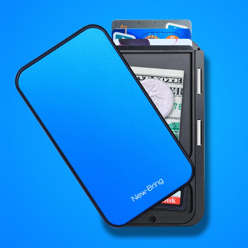 Blue New-Bring держатель для карт мужской кошелек из углеродного волокна минималистичный Rfid кошелек для кредитных карт Банк бизнес ID держатель для карт чехол - Цвет: Blue
