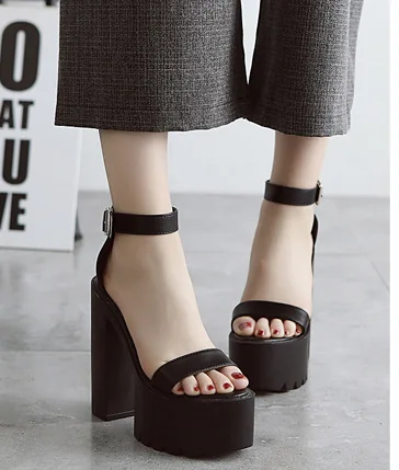 

2017 Summer New Style A- line Buckle Chunky-Heel Peep-Toe Heels WOMEN'S Shoes High-heeled Sandals 1673