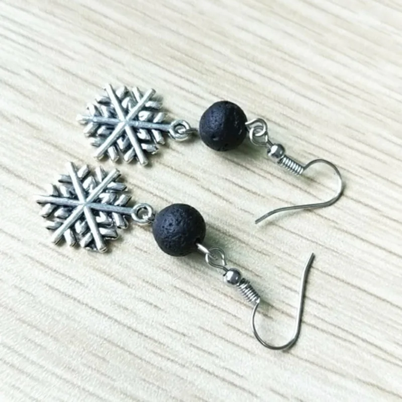 Женские винтажные серьги с ароматерапией черная Лавовая бусина DIY Эфирное масло