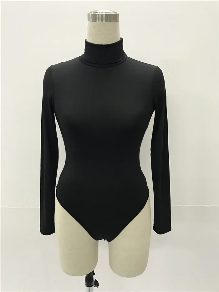 Turtleneck Long Sleeve Women Bodysuits Elastic Slim Elegant Femme Jumpsuits High Waist Autumn Winter Clothing Female 12 Colors