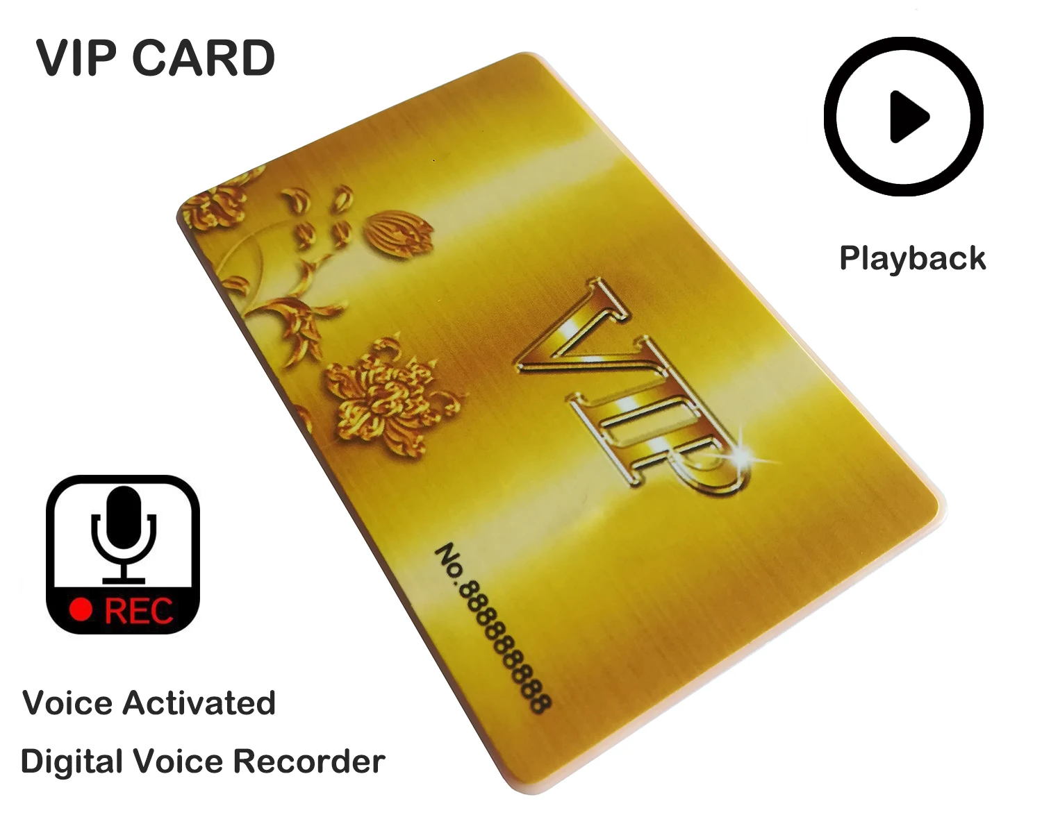 VIP Золотая карта цифровой диктофон активированный аудио + MP3 плеер через USB