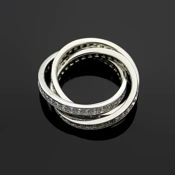 

Titanium steel ornament letter tricyclic zircon ring rose gold and silver for women