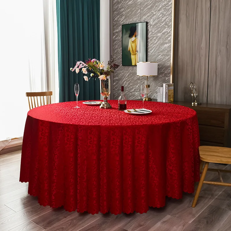 Mantel Redondo Vino Rojo Poliéster Jacquard Mantel Banquetes De