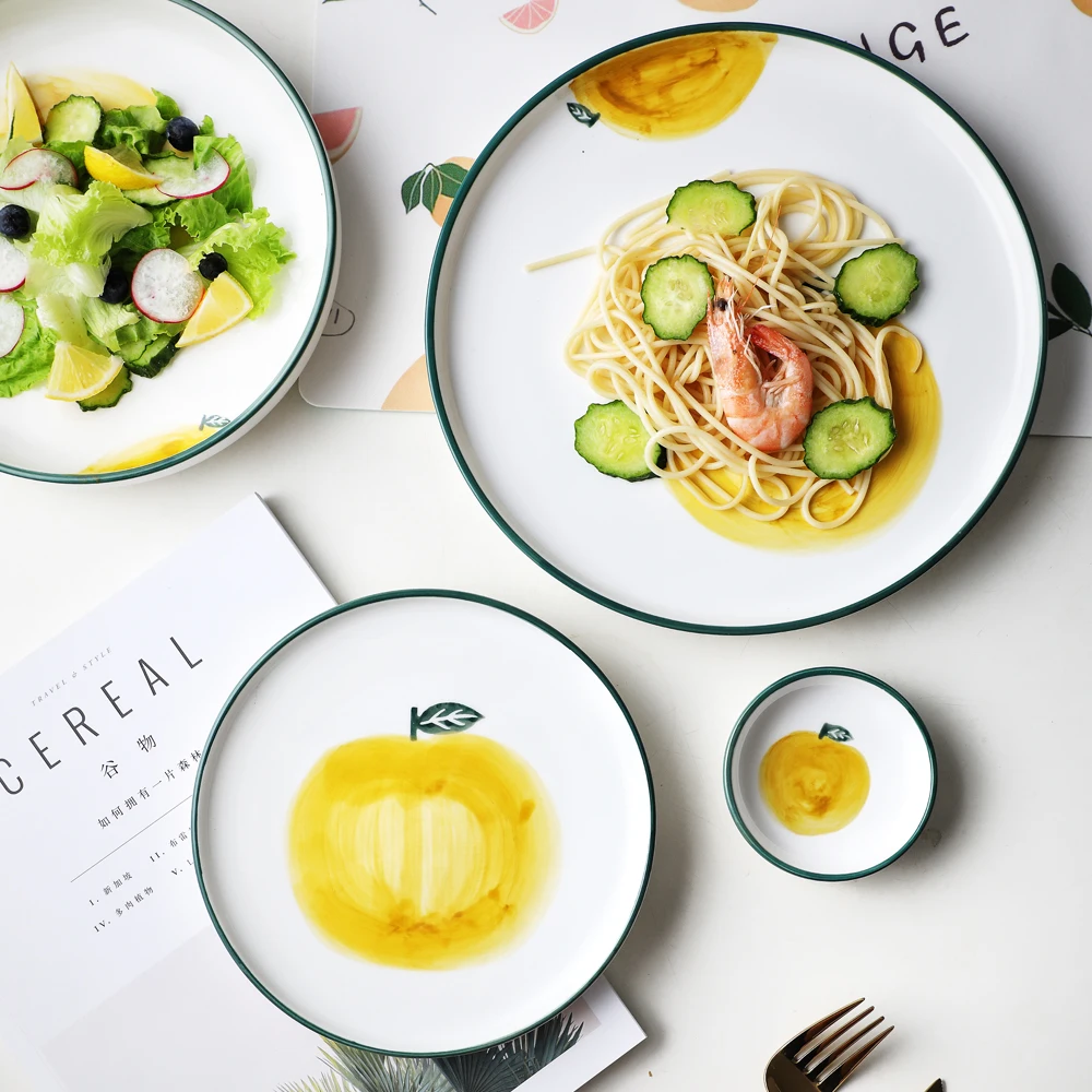 MUZITY Керамическая Тарелка Фруктовый дизайн круглая фарфоровая тарелка специальная милая Рыбная тарелка столовая посуда|Блюдца и тарелки| | АлиЭкспресс - Потрясающие тарелки для сервировки