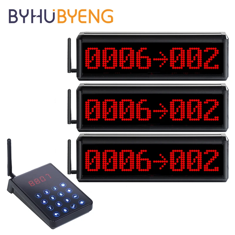

BYHUBYENG Waiting Queue Management System Machine Keypad Distance 200m Wireless Counter Led Number Display Krankenhaus