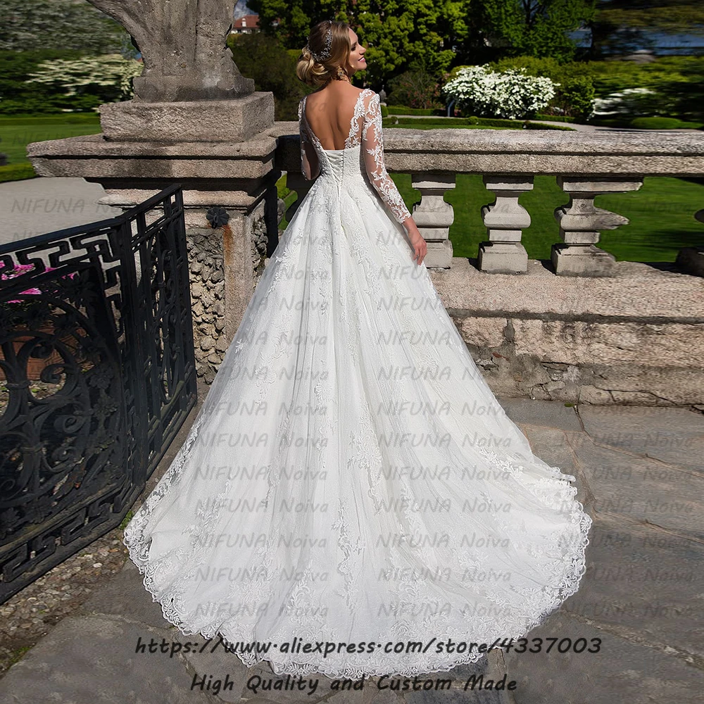 Vestito da sposa модное кружевное подвенечное платье соблазнительное длинное с открытой спинкой рукавом турецкие свадебные платья Robe de Mariee Brautkleid
