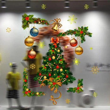 

New Year Christmas Balls Wall Stickers Window Glass Festival Decals Santa Murals Christmas Decorations For Home Decor Stickers