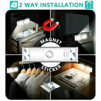 

2pcs Living Room LED Cabinet Light Rectangle Super Bright Cordless Closet With COB Bulb Stairs Home Corridor Battery Operated