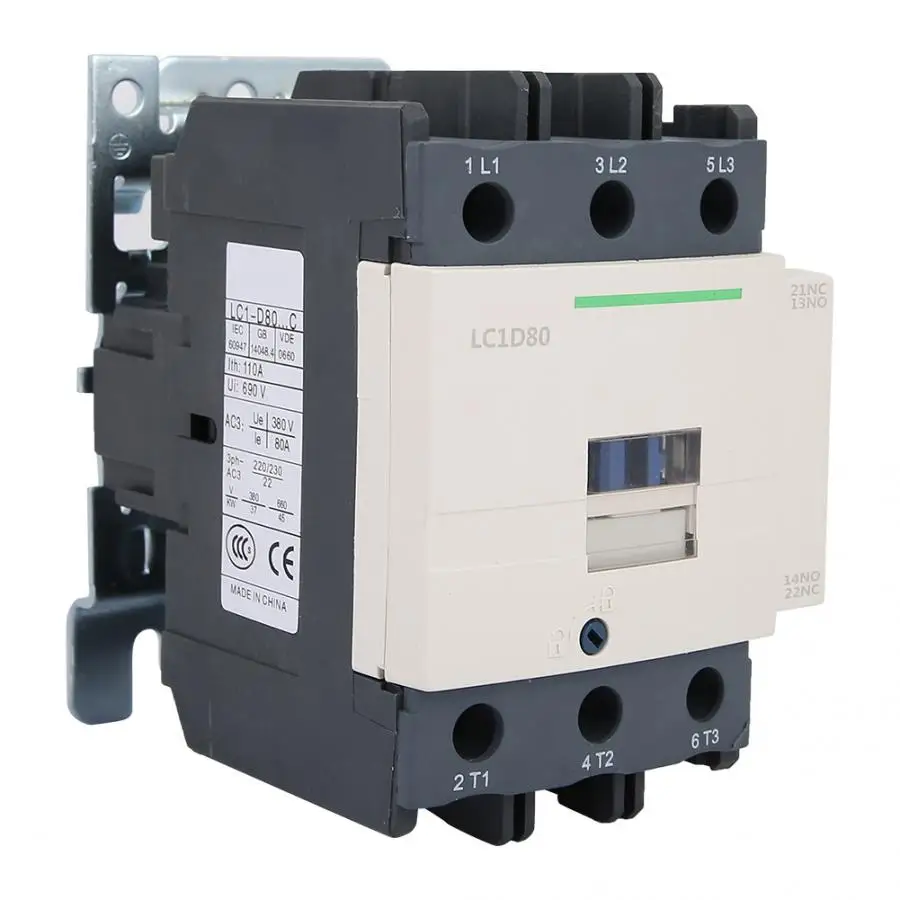 LC1D80 контактор переменного тока 80A 3-канальный Контактор катушки 220V 50/60Hz Din рейка крепление 3 P+ 1NO нормальный открытый