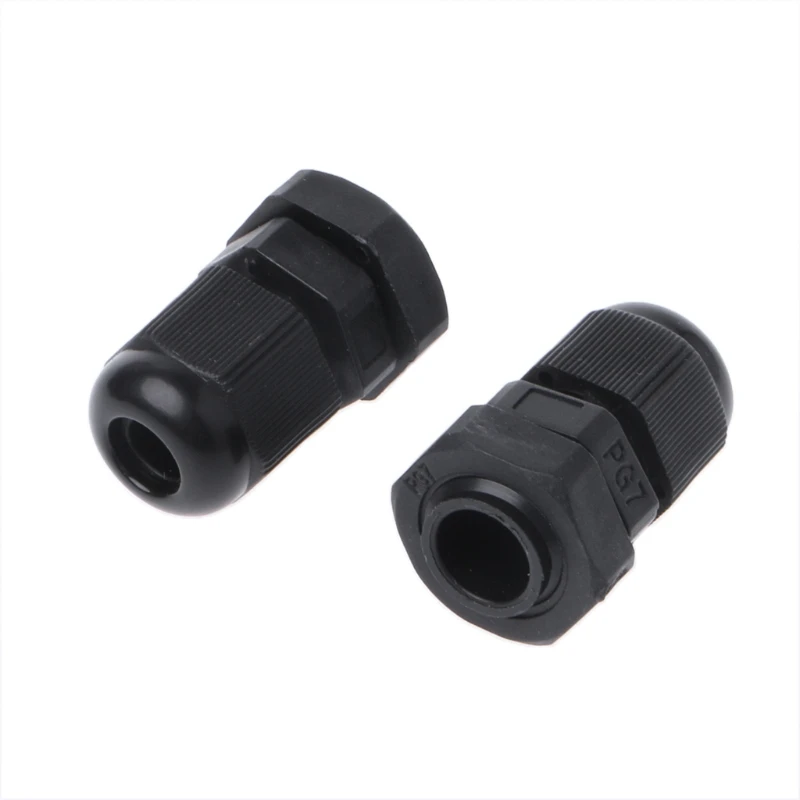 10 Pcs PG7 Waterproof Connector Nylon Gland Black For 4-7mm Diameter Cable Y1QB