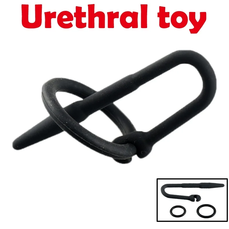 Silicone Urethral Sounds with Glans Ring Male Penis Plug Dilator Urethral Catheter Penis Sounding Sex Toy Men