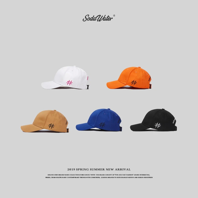 

SODA WATER Men 2019 New Hip Hop Solid Baseball Cap Men Streetwear Adjustable Snapback Cap Letter Cotton Couple Sun Hat 159CI2019