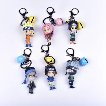 

6PCS Cartoon Character Naruto Cosplay Keychain Silicone Anime Key Chain Key Ring Kid Key Holder Trinket Pendant Gift Wholesale