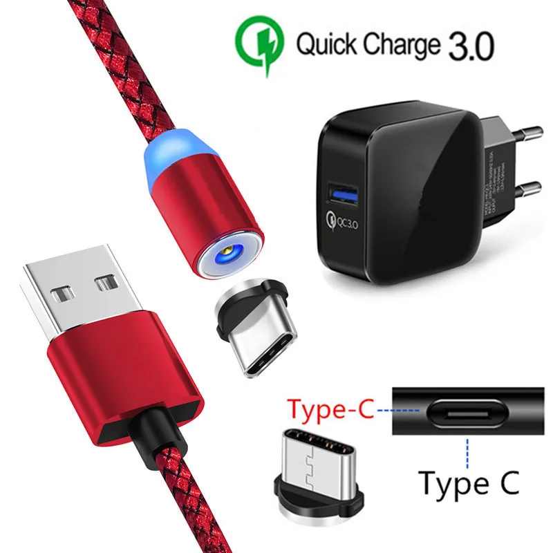 Магнитный зарядный кабель типа C для samsung S8 S9 A30 A50 Google Pixel 3a 3 XL Oppo Reno Find X Магнитный USB провод QC 3,0 быстрое зарядное устройство