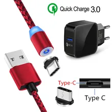 Магнитный зарядный кабель типа C для samsung S8 S9 A30 A50 Google Pixel 3a 3 XL Oppo Reno Find X Магнитный USB провод QC 3,0 быстрое зарядное устройство