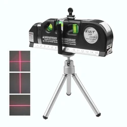 4 em 1 nível multiuso horizonte laser fita medida vertical régua horizontal infravermelho laser cruz linha laser fita ferramentas