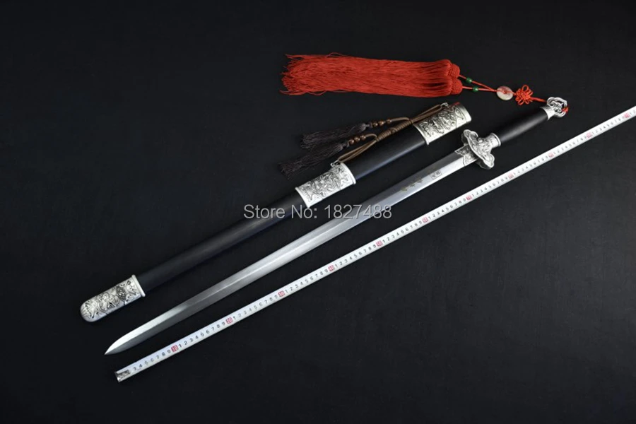 Handmade Chinese Tadition Kung Fu Qing Dynasty Saber Sword Double Edge Sharp Damascus Steel Wushu/Tai Chi Lotus Jian