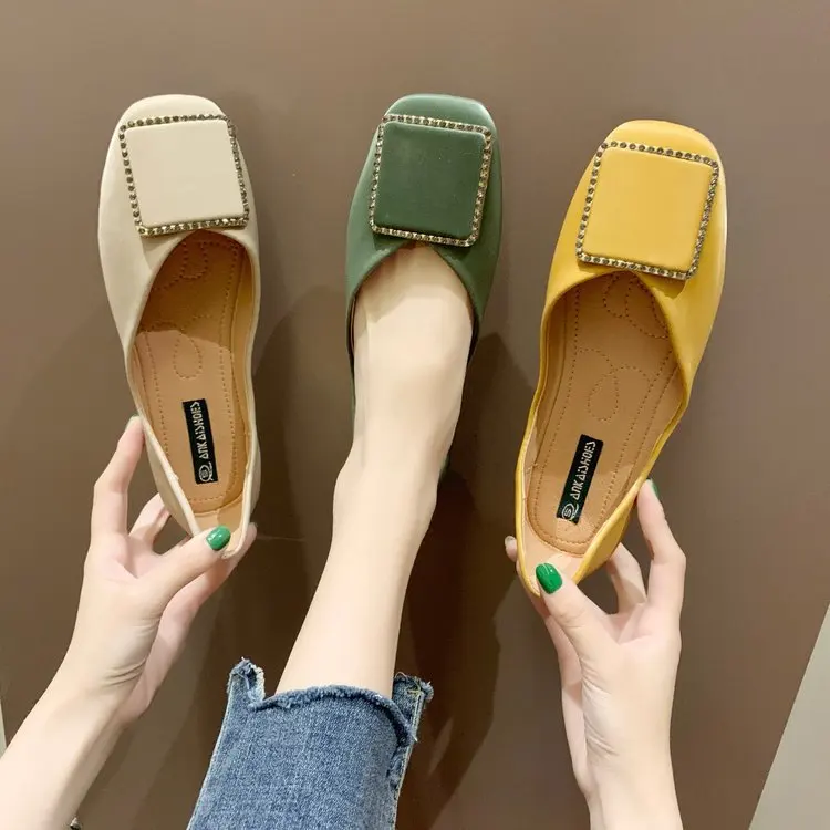

Online Celebrity WOMEN'S Shoes 2019 New Style Summer Korean-style Elegant Satin Surface Man-made Diamond Square Buckle Shoes Sha
