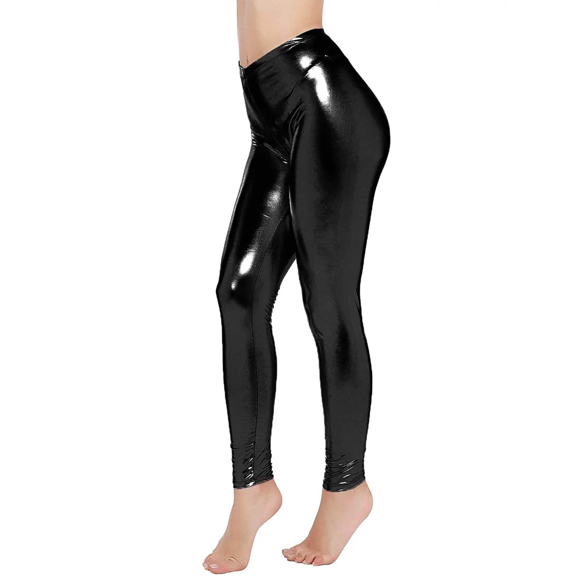 Leggings metallici lucidi da donna anni '80 pantaloni effetto bagnato  pantaloni elasticizzati per feste|Leggings| - AliExpress