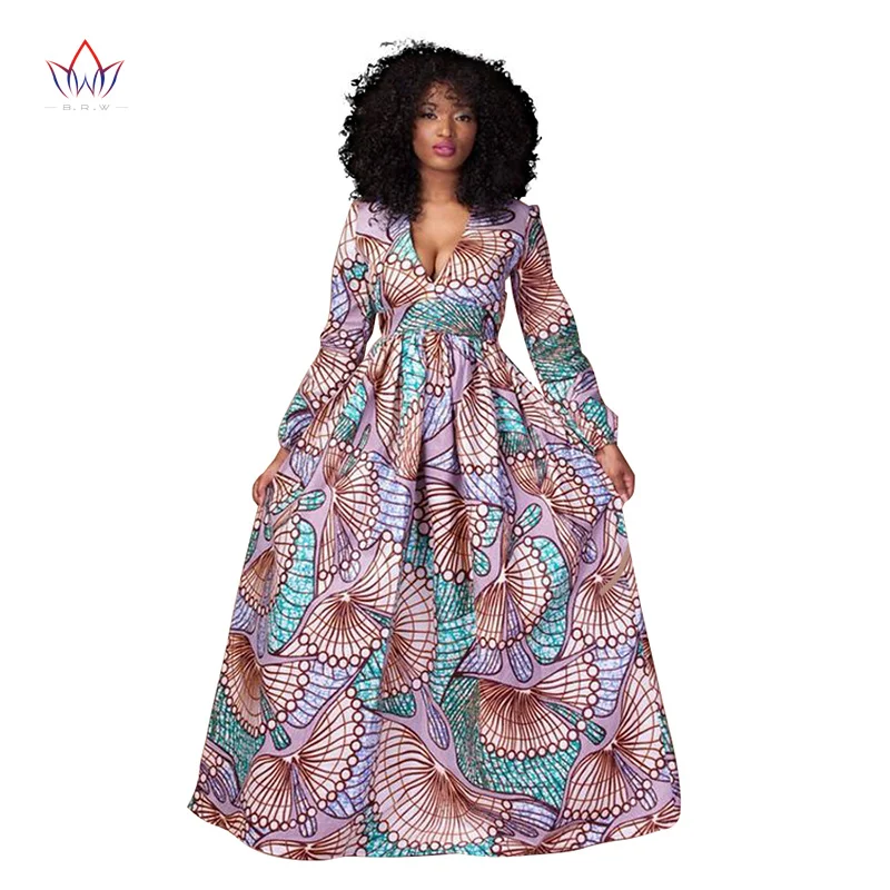 Полиэстер новые Aafrican платья для женщин Базен стиль Femme африканская одежда изящная леди принт воск размера плюс вечерние платья WG129 - Цвет: 4