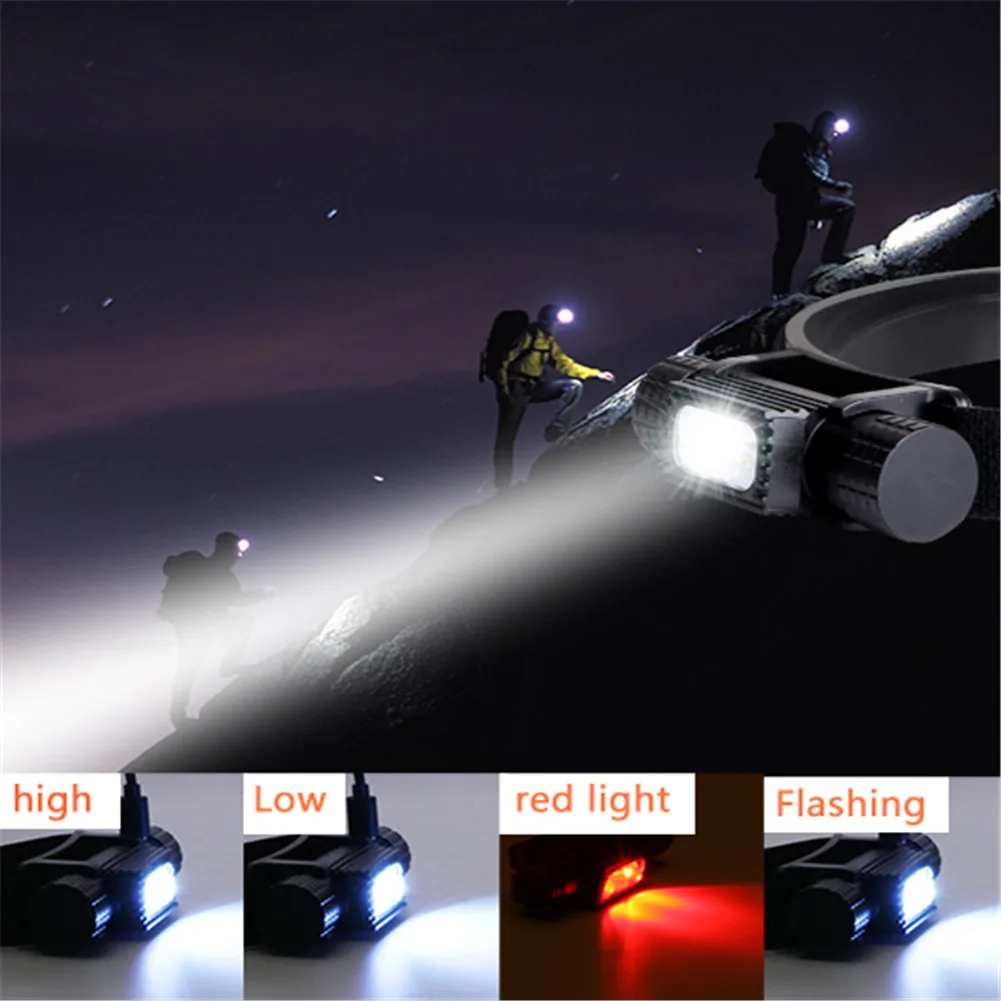 Cob Headlamp SANYI 2*XML-L2 Headlight Power by 18650 Battery 6 Modes 3800LM Flashlight Forehead USB Charging Camping Hunting Headlamp head flashlight