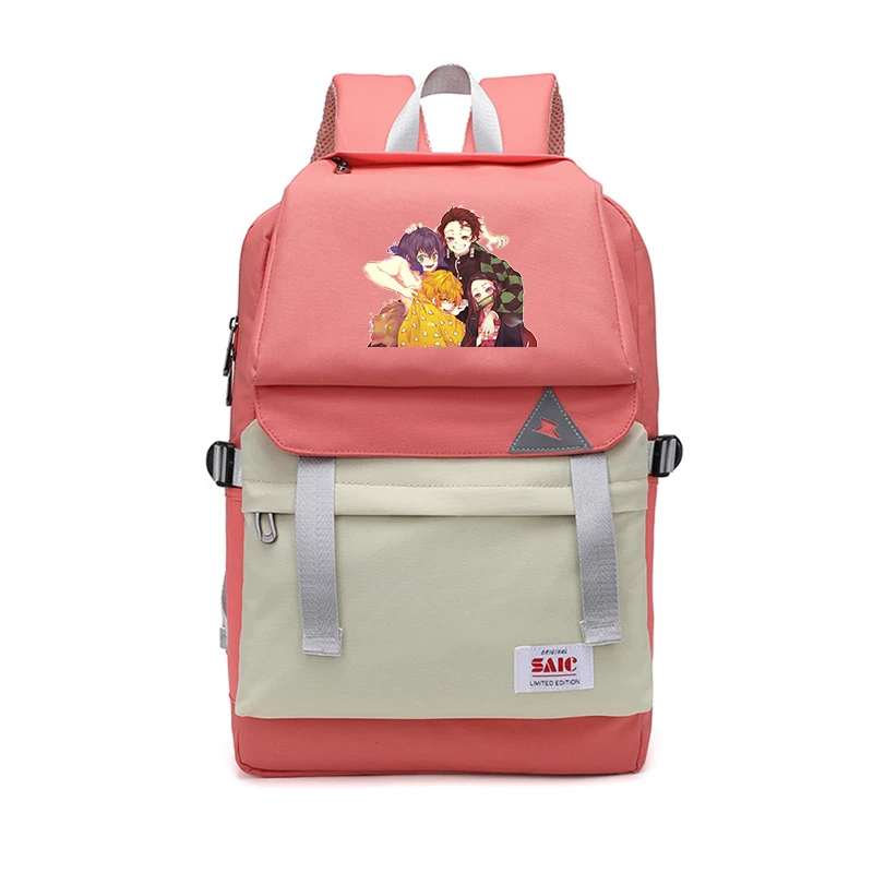 Demon Slayer Bookbag Preppy Лоскутная Женская сумка большой дорожный рюкзак водонепроницаемые школьные сумки для девочек аниме рюкзак для ноутбука
