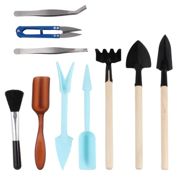 

10pcs Planting Shovel Tools Small Gardening Gadgets Simple Durable Metal Plastic Fleshiness Garden Planting Tools (Blue)