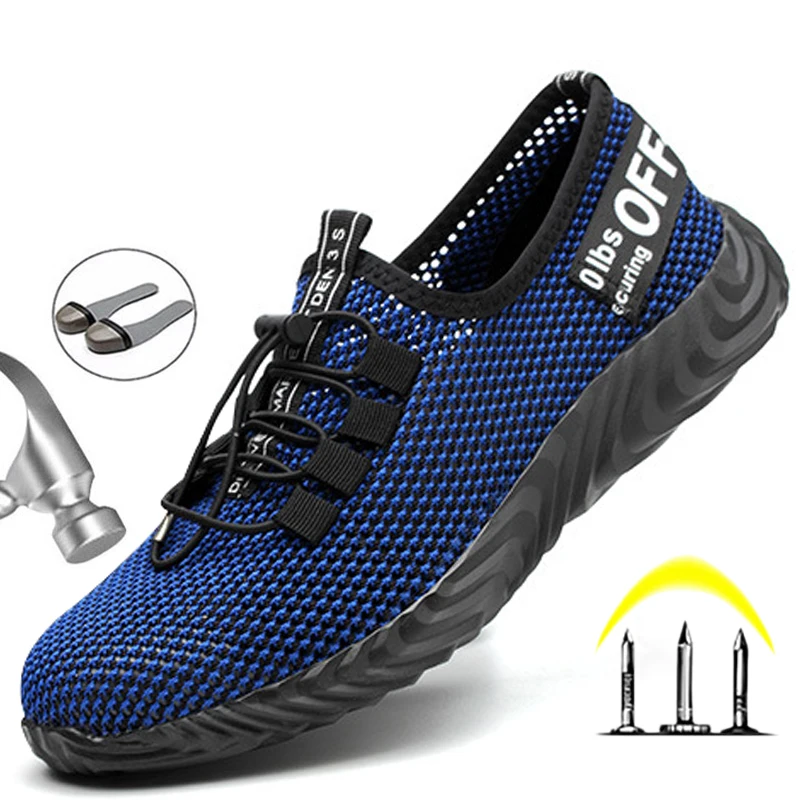 Zapatos de seguridad transpirables para hombre, botas de trabajo con punta de acero a prueba de perforaciones, zapatillas ligeras para exteriores