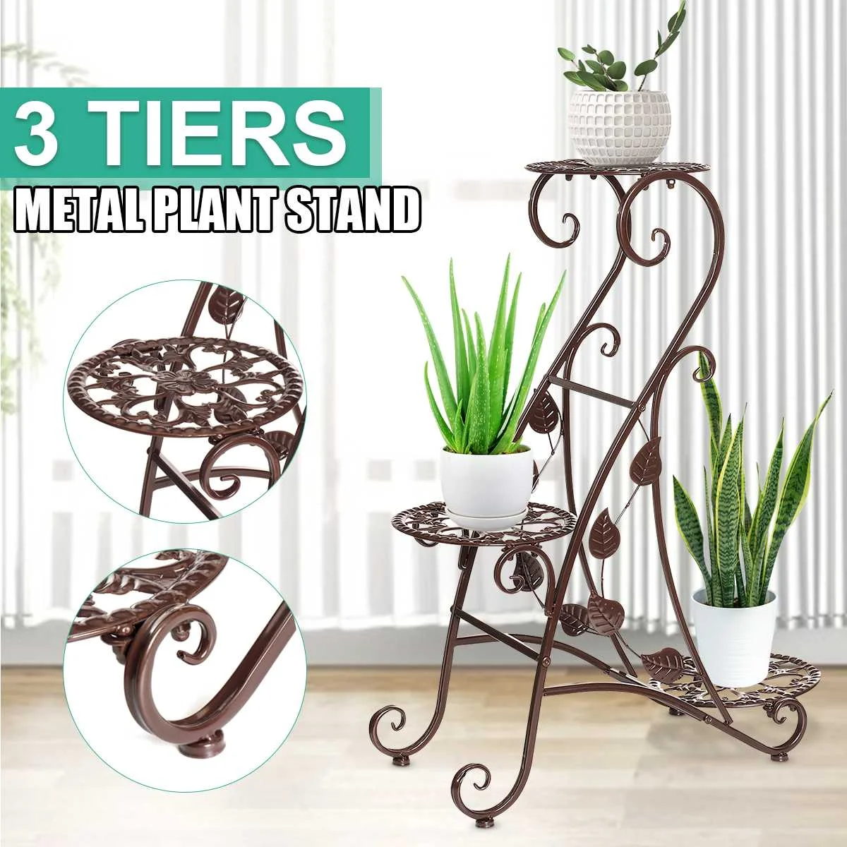 

3 Tier European Iron Plant Stand Pot Durable Plant shelf Flower Pot Stand Storage Rack Plant Holder Outdoor Furniture Decoration