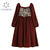 Romantic French Dress 2022 Spring Vintage Mori Girl Mid Long Frocks Female Long Sleeve Fashion Loose Holiday Party Club Dresses ► Photo 1/6