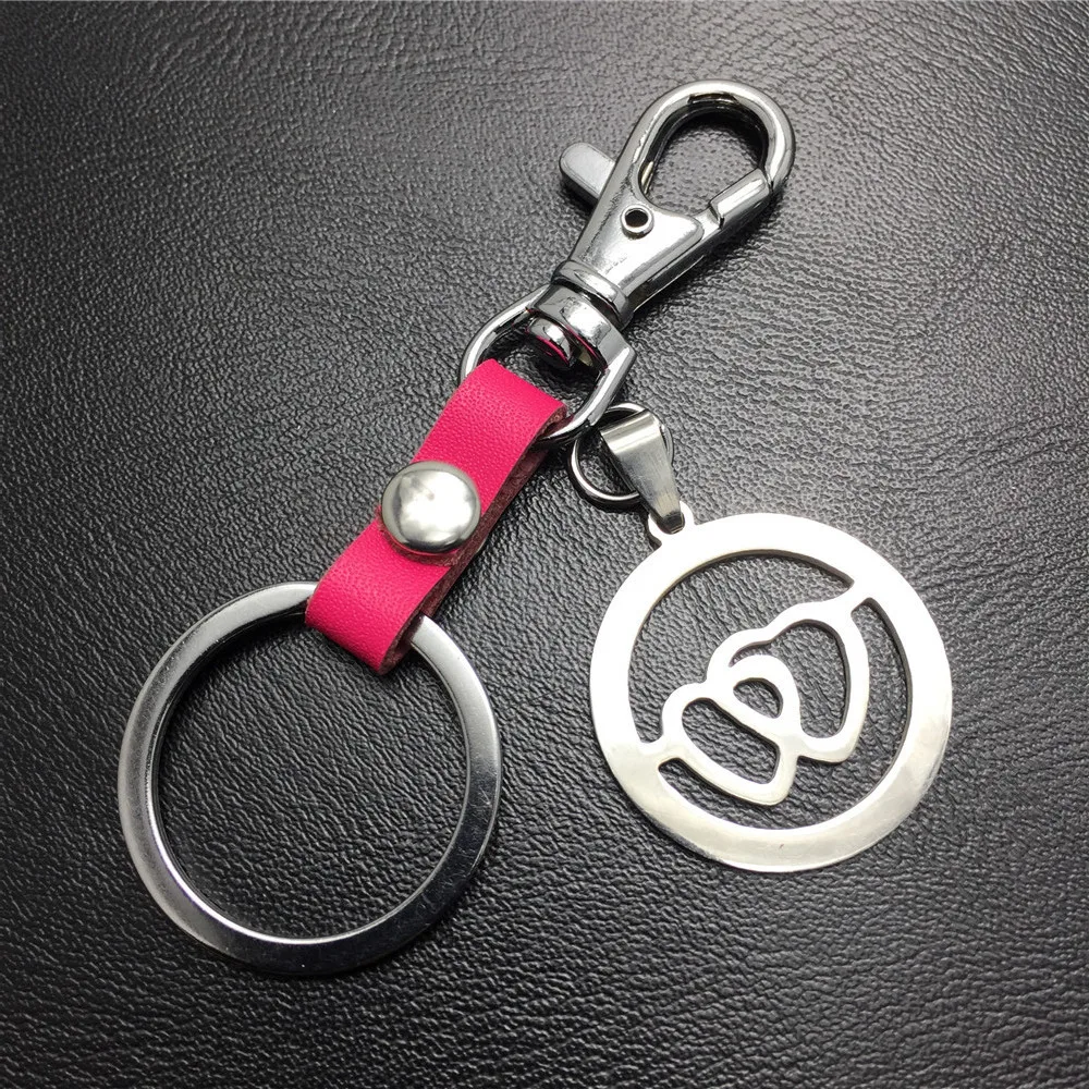 

Double Heart Titanium Steel Pendant Cattle-leather Key Ring Bag Luggage Tag Identification Europe And America Korean-style Coupl