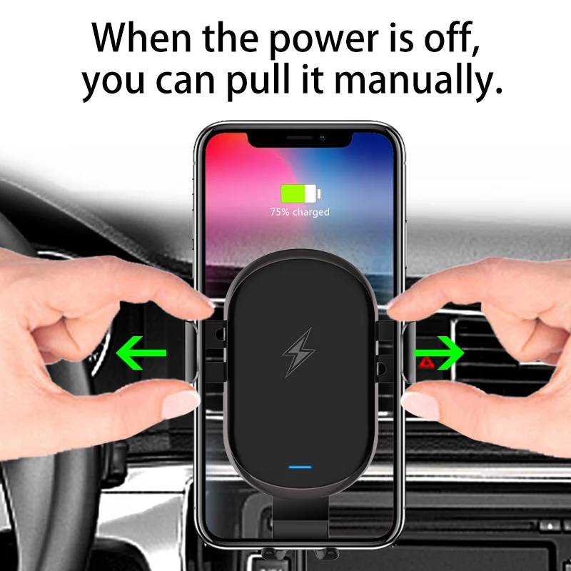 Qi автомобильное беспроводное зарядное устройство для iPhone XR XS зарядное устройство для мобильного телефона инфракрасная индукция быстрая Беспроводная зарядка Автомобильная Подставка для телефона