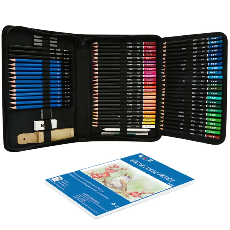 

96pcs Drawing Sketch Pencils Set Charcoal Colored Pen Eraser Sharpener Notebook